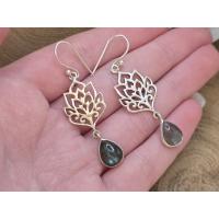 Echt zilveren oorbellen met Labradoriet 